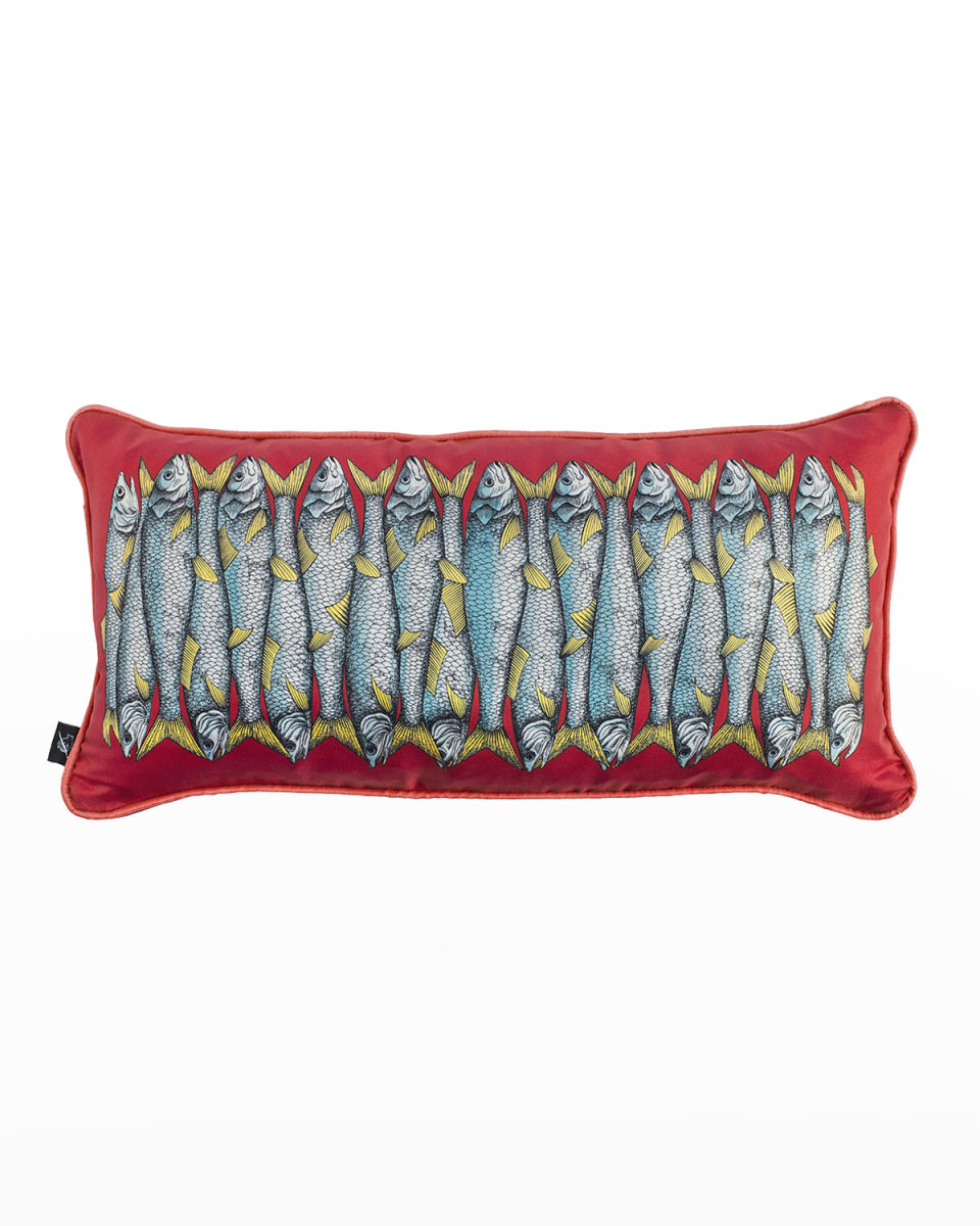 Oblong Silk/Cotton Pillow - Sardine Red