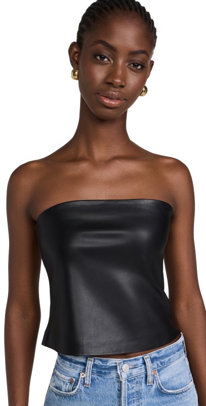 Susana Monaco Faux Leather Tube Top 3 Black