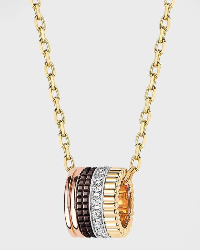 Quatre 18K White Gold Black Edition Large Diamond Pendant Necklace