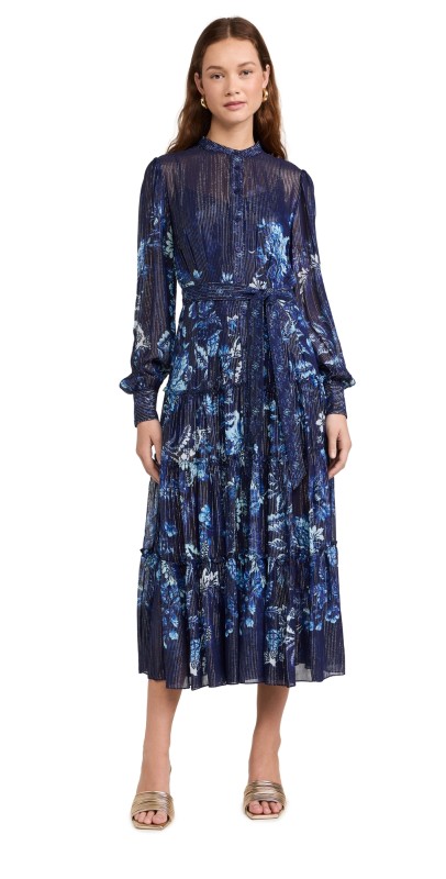 Hemant and Nandita Midi Dress With Tie Up Blue