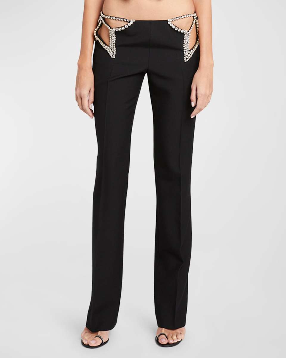 Star Embellished Cutout Slim-Leg Pants