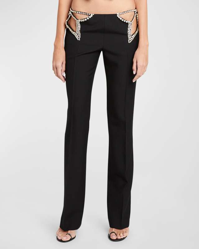 Star Embellished Cutout Slim-Leg Pants