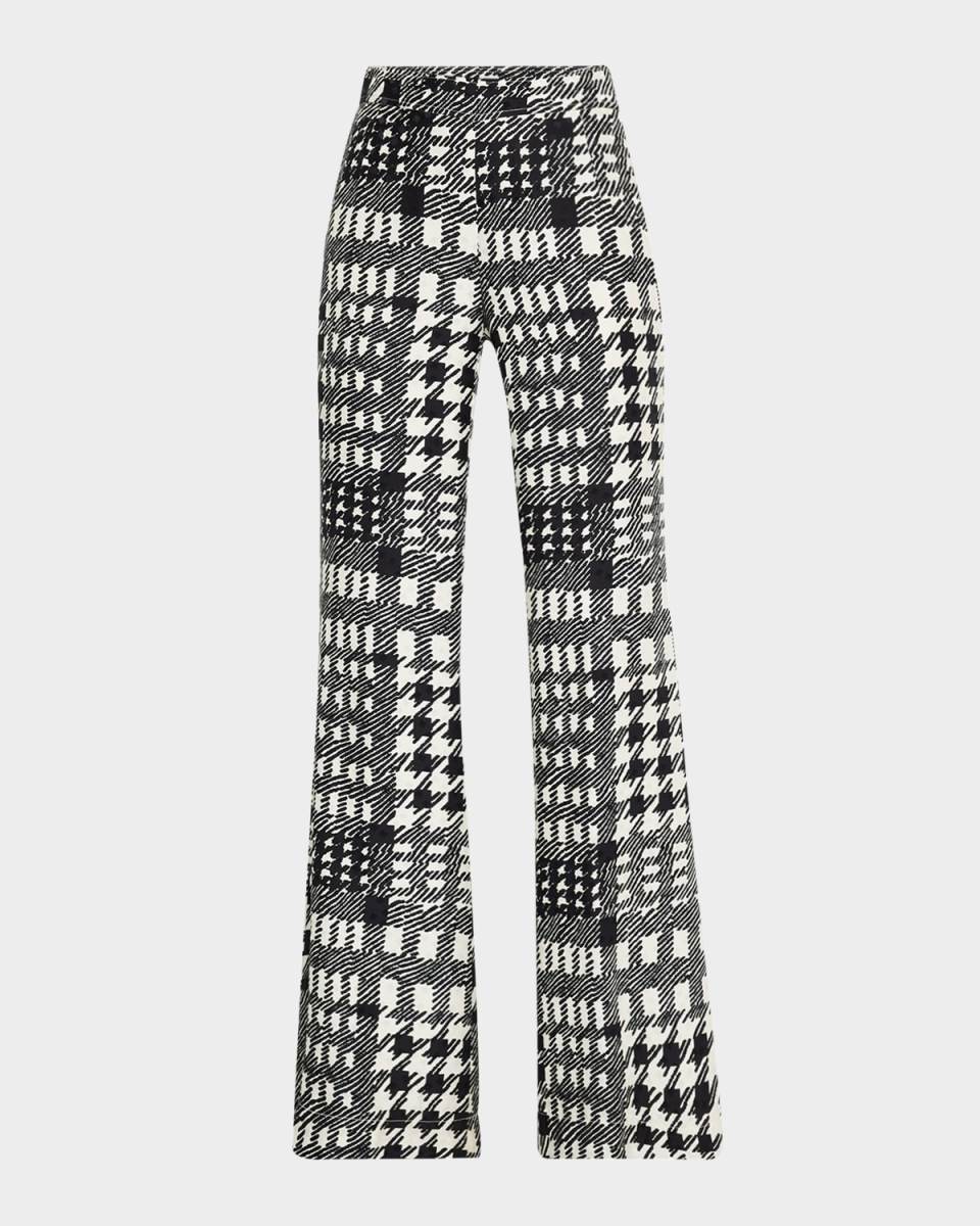 Peggys Houndstooth Flared Trumpet Pants