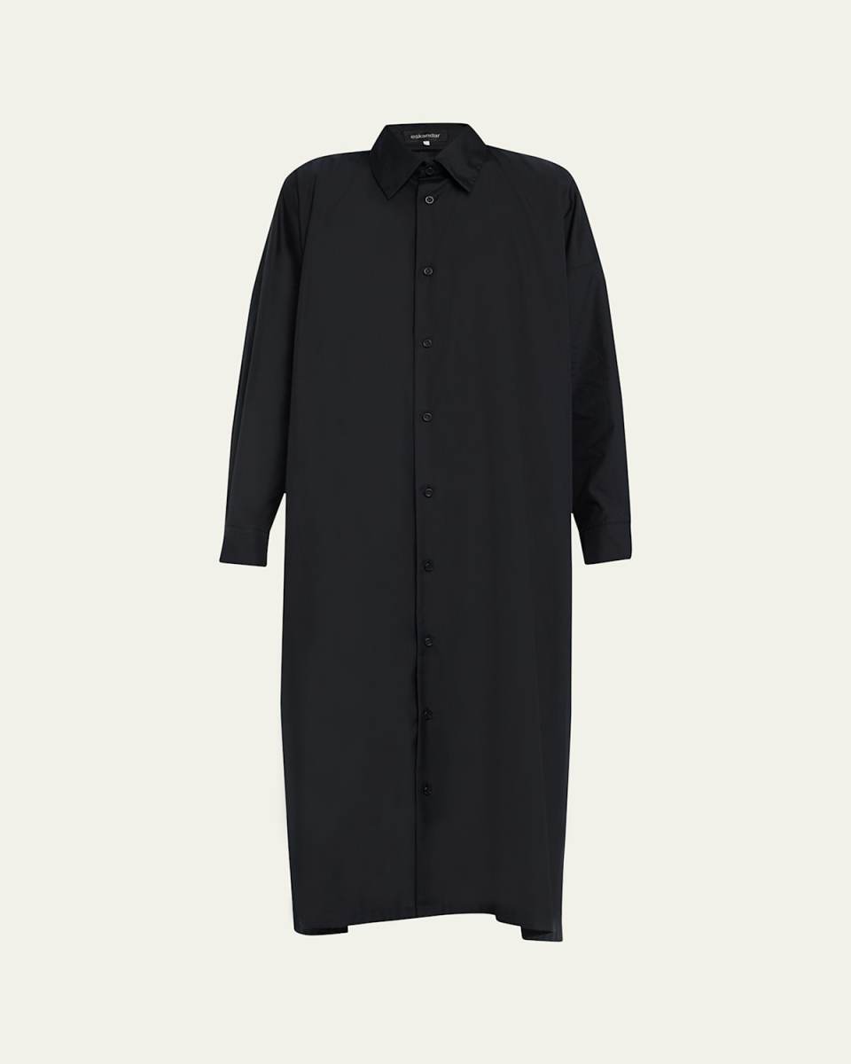 Wide A-Line Shirt Dress with Collar