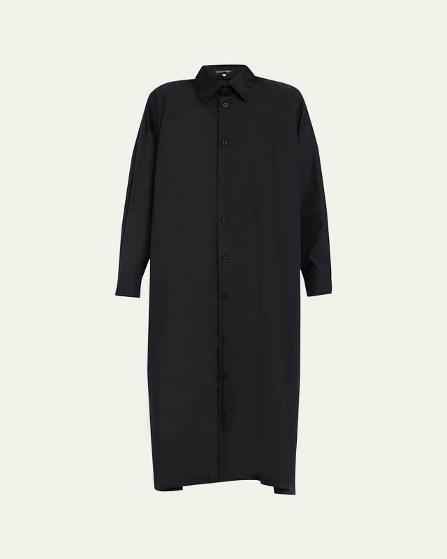 Wide A-Line Shirt Dress with Collar