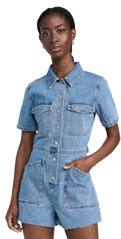 ABRAND Short Coverall Ada Romper Light Vintage Blue