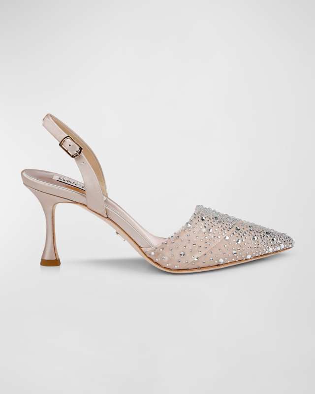 Brenna Embellished Silk Slingback Pumps