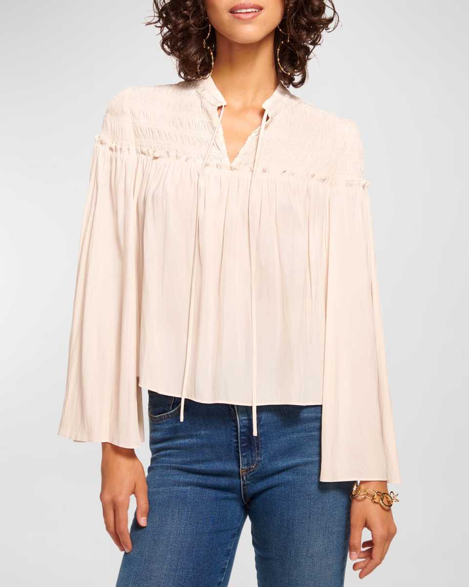 Tallulah Smocked Long-Sleeve Blous