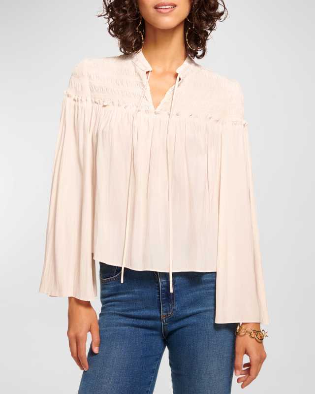Tallulah Smocked Long-Sleeve Blous
