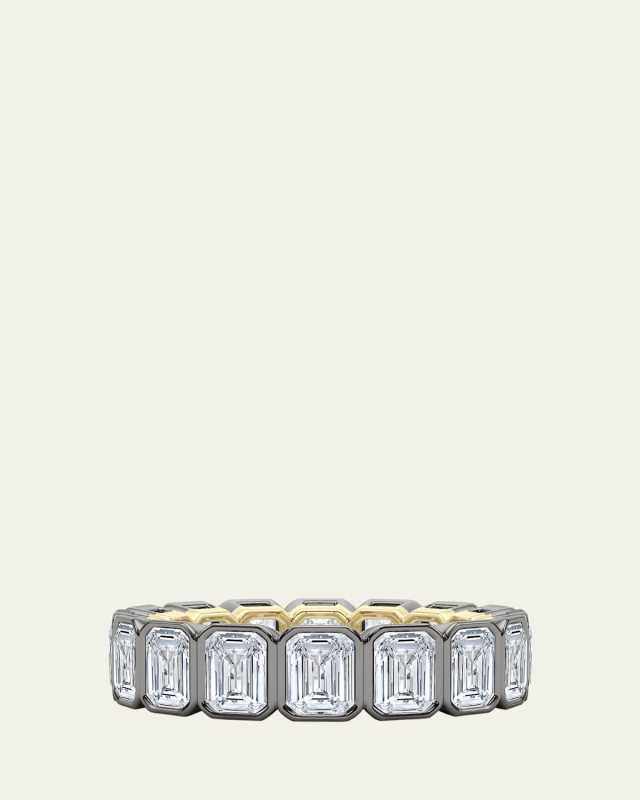 18K Emerald Cut Bezel Lab Grown Diamond Eternity Band, 9.0tcw