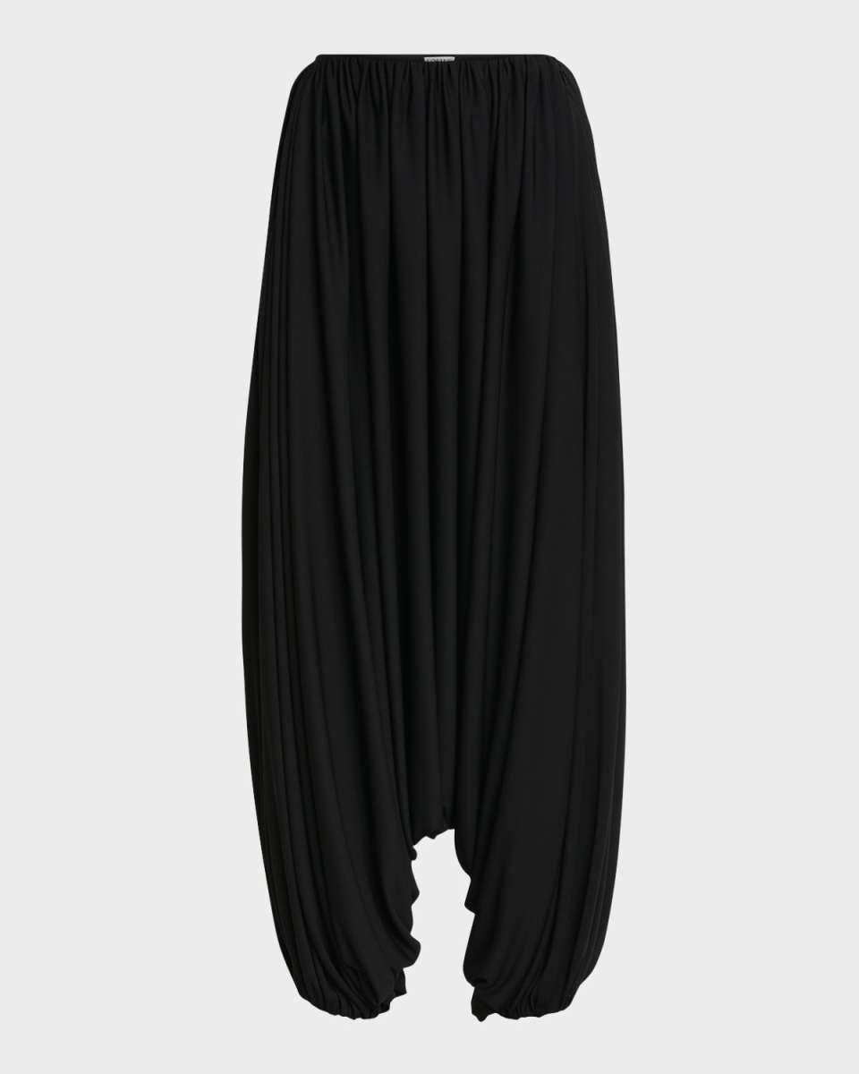 Draped Wide-Leg Harem Trousers