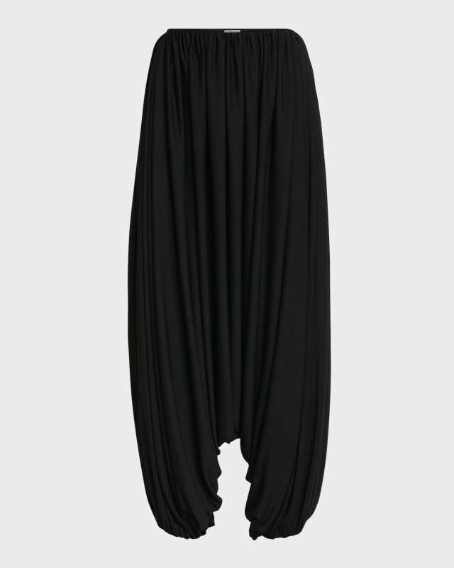 Draped Wide-Leg Harem Trousers