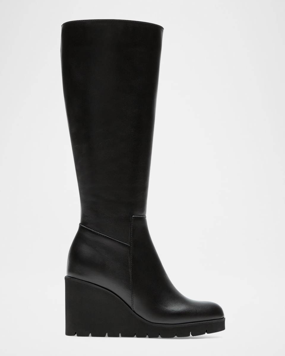 Goup Leather Wedge Tall Boots