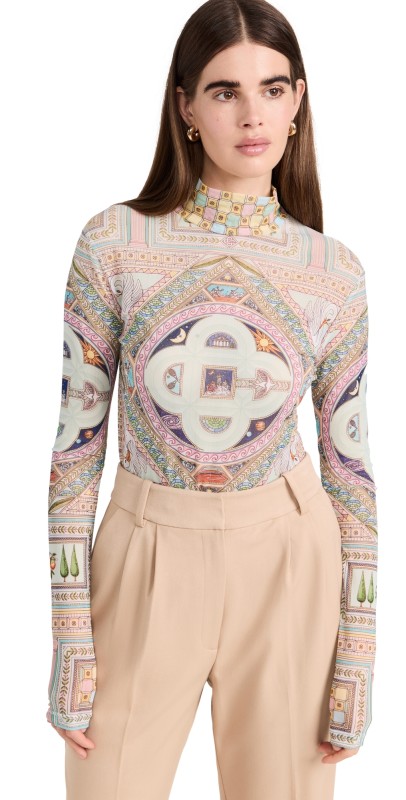 Casablanca Le Labirynthe Printed Mesh Top Le Labirynthe