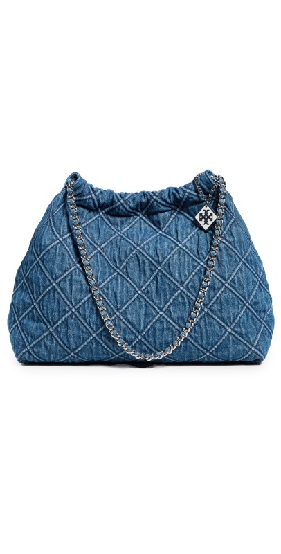 Tory Burch Fleming Soft Denim Drawstring Bag Denim
