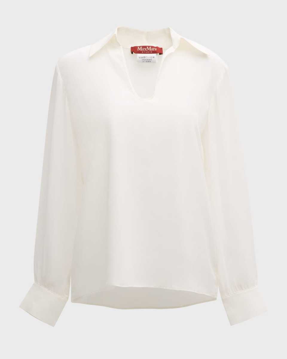 Ubicato Sheer-Sleeve Silk Shirt