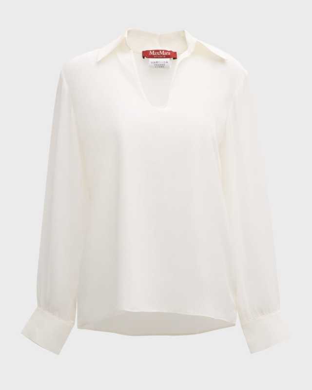 Ubicato Sheer-Sleeve Silk Shirt