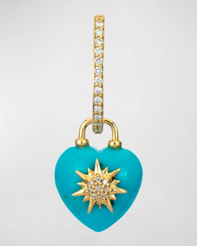 14k Yellow Gold Trust Your Heart Turquoise Single Earring Charms
