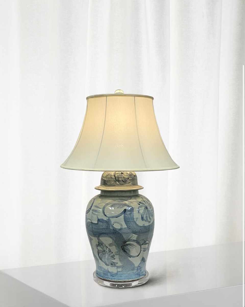Chinoiserie Ceramic Lamp, 25"