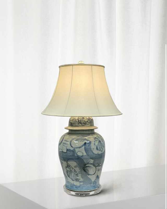 Chinoiserie Ceramic Lamp, 25"