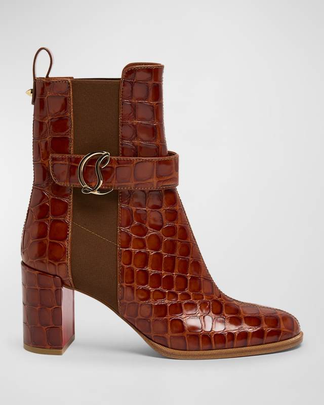 Croco Chelsea Red Sole Booties