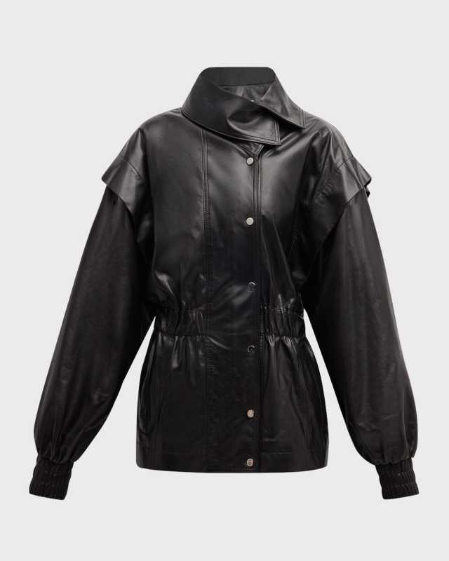 Misha Leather Track Jacket