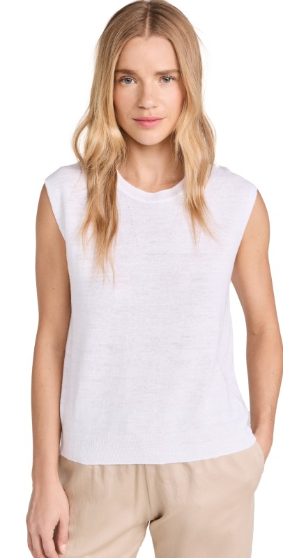Leset Eve Sleeveless Crew Tee White