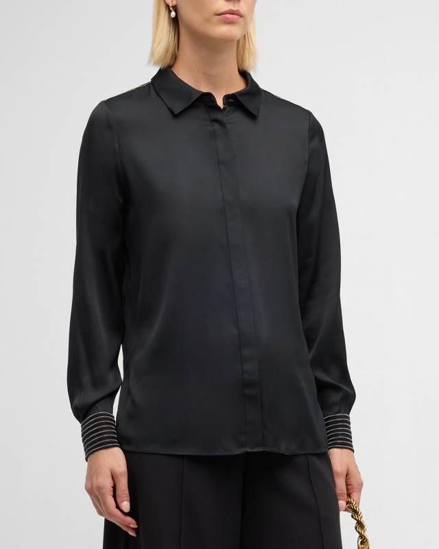 Havana Chain-Trim Silk Blouse
