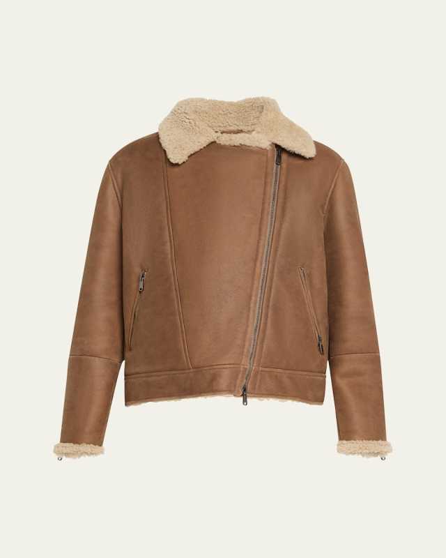 Curly Vintage-Effect Sheep Shearling Jacket With Monili Zip