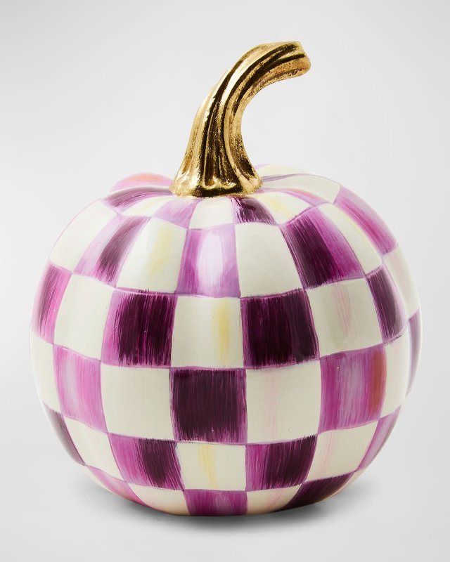 Plum Check Mini Pumpkin, 8.5"