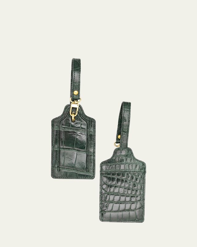 Alligator Leather Luggage Tag, Set of 2