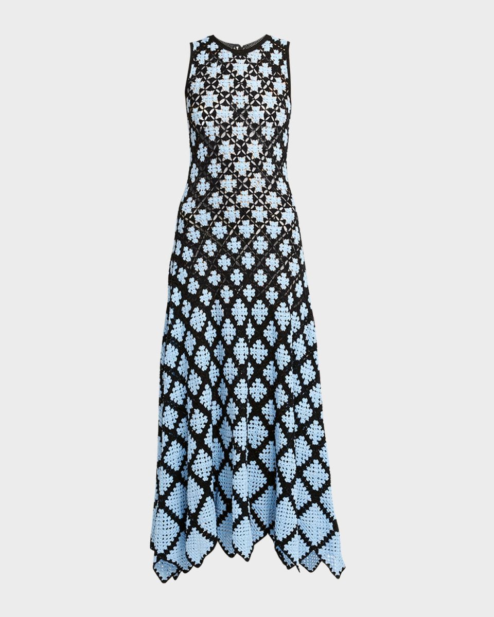 Ianna Sleeveless Crochet Midi Handkerchief Dress