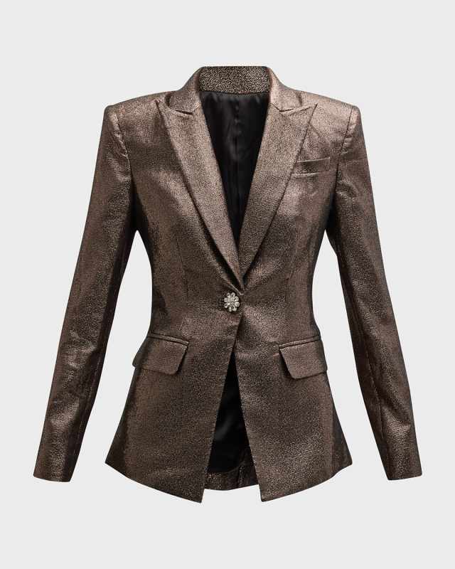 Wren Metallic Single-Breasted Blazer