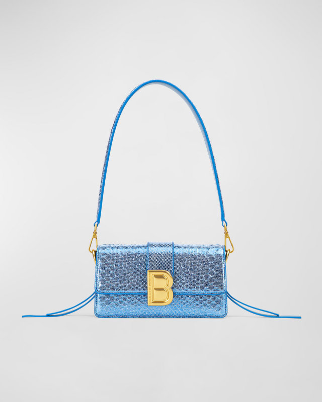 Nia Metallic Snake-Embossed Shoulder Bag