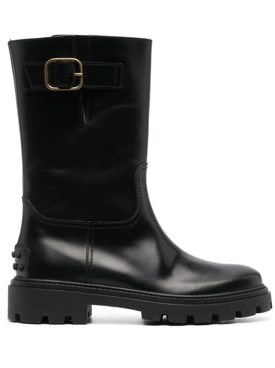 buckle-detail leather boots