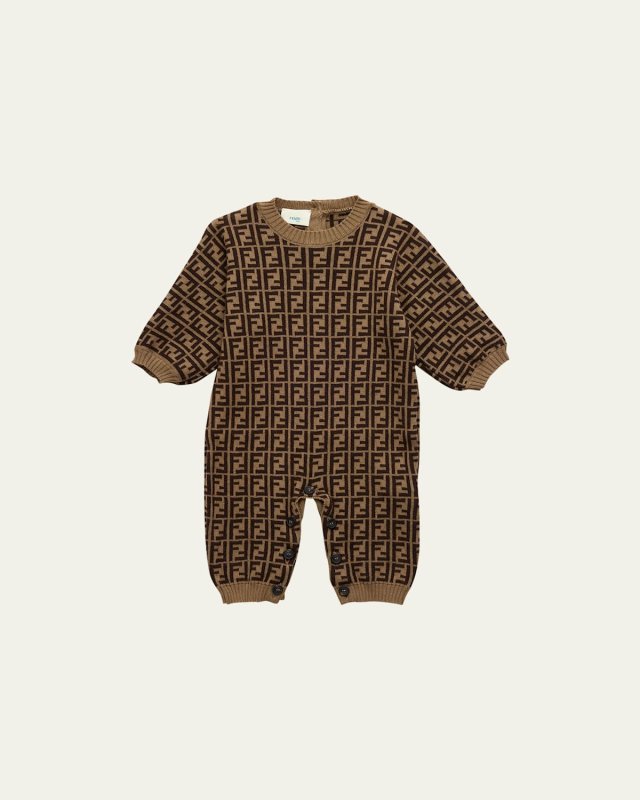 Kid's Cashmere-Blend FF Knit Romper
