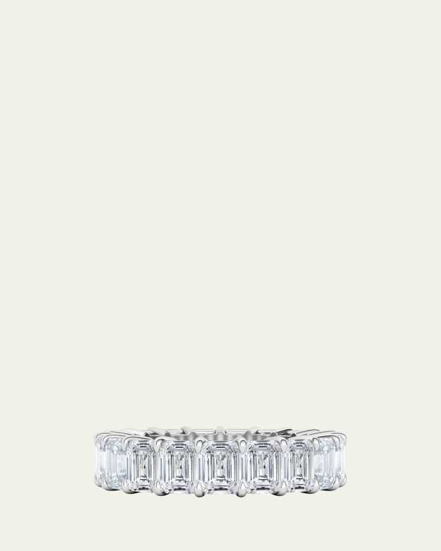 18K Emerald Cut Lab Grown Diamond Eternity Band, 9.0tcw