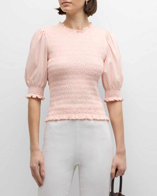 Langston Smocked Short-Sleeve Top