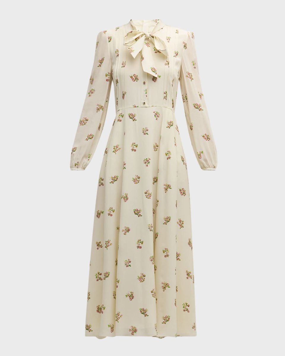 Alison Floral Crepe De Chine Long-Sleeve Maxi Dress