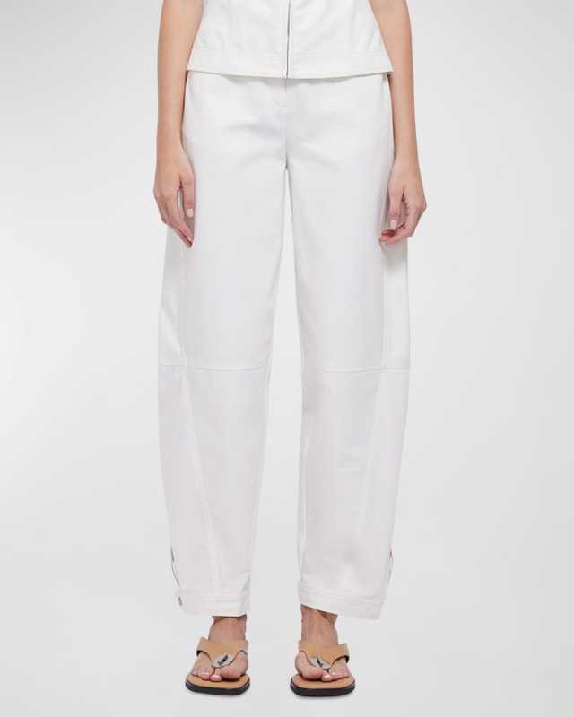 Kairi Curved-Leg Topstitched Denim Pants