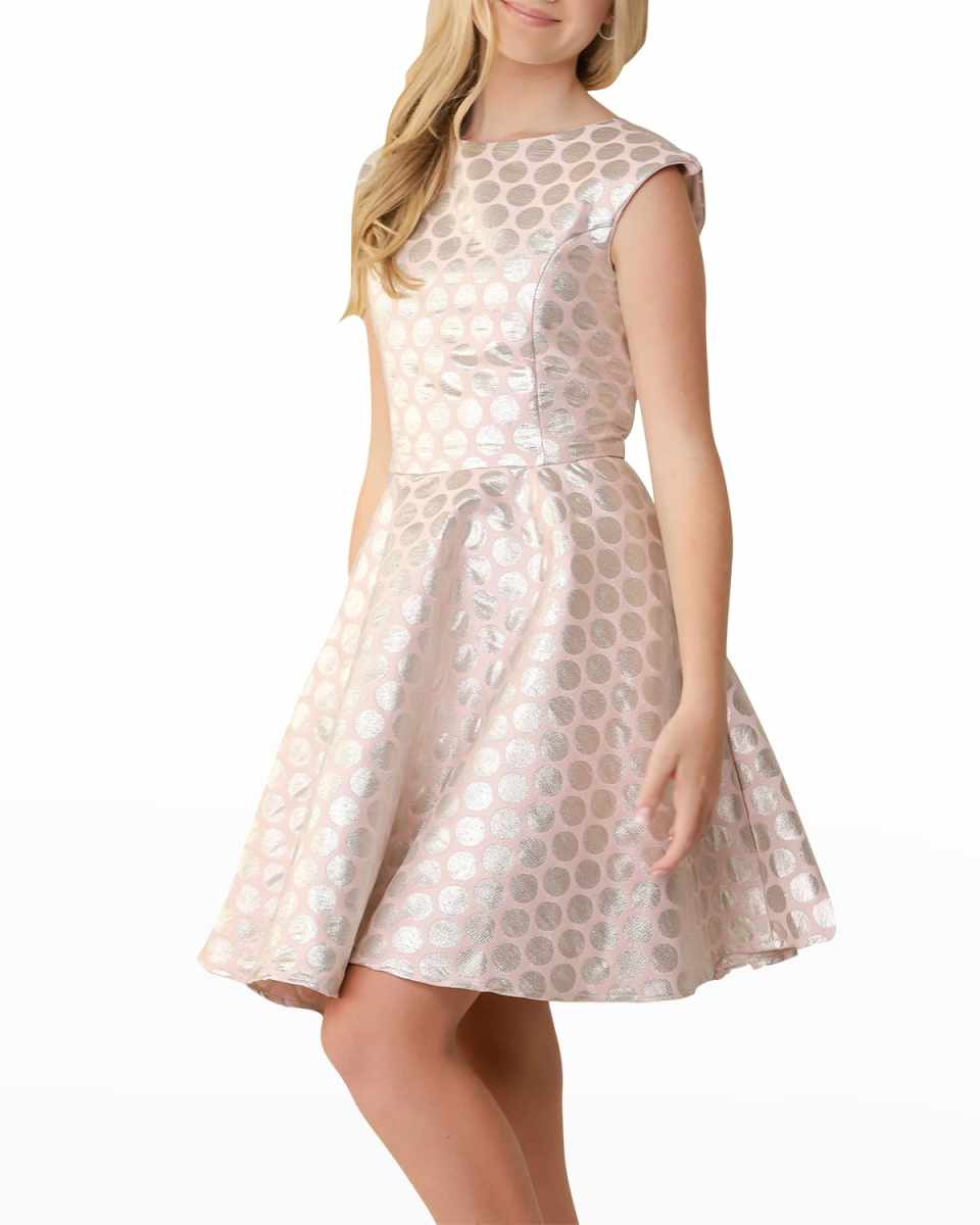 Girl's Polka Dot Fit-and-Flare Dress, Size 7-2