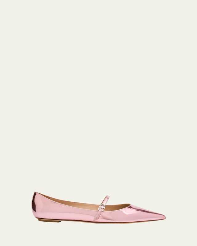 Emilia Metallic Leather Mary Jane Ballerina Flats