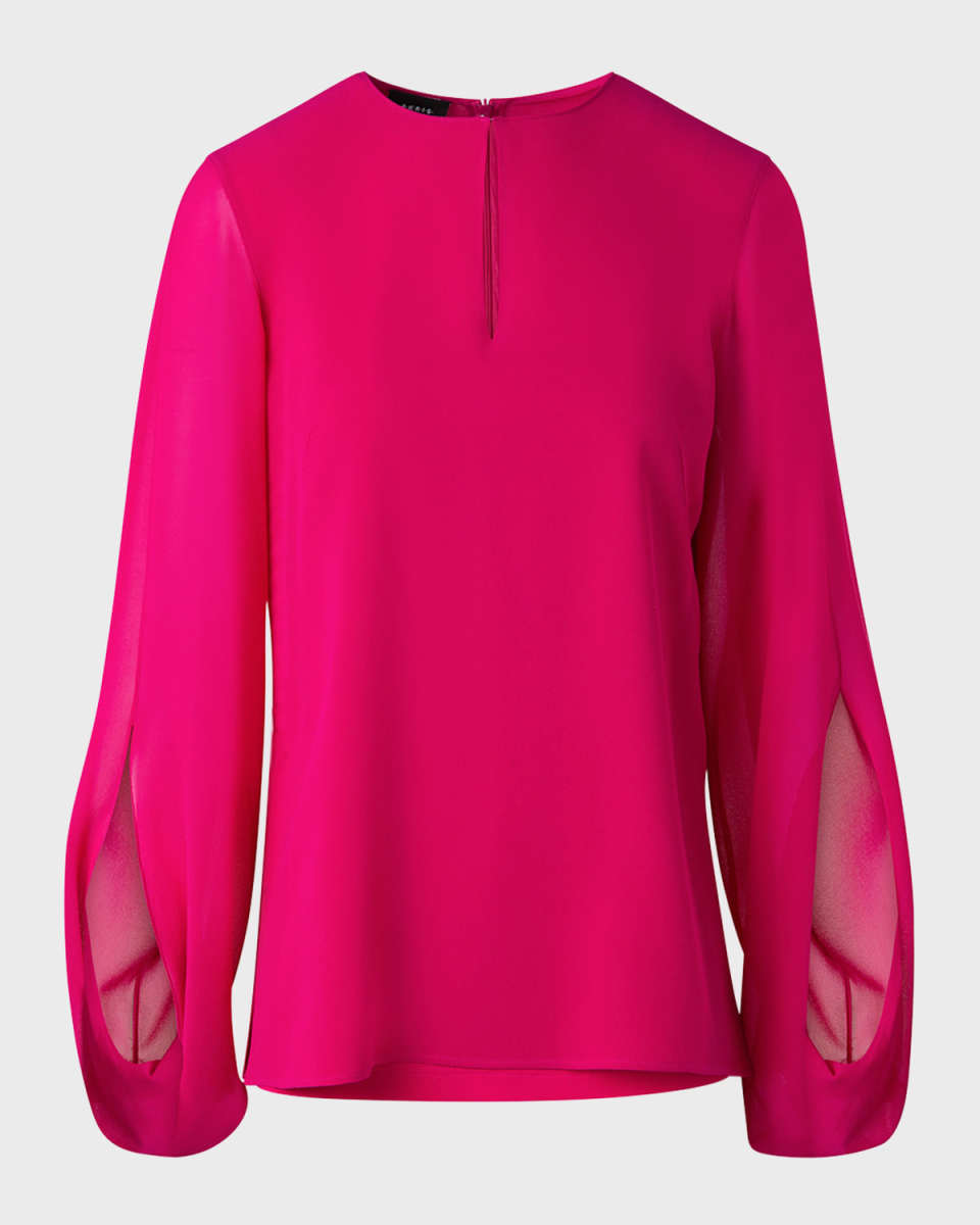 Silk Georgette Blouse with Slit Sleeves