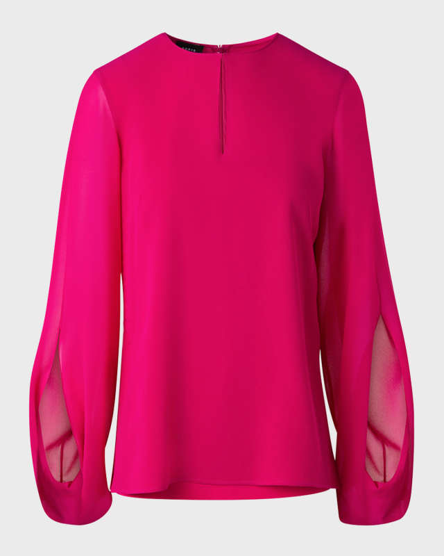 Silk Georgette Blouse with Slit Sleeves