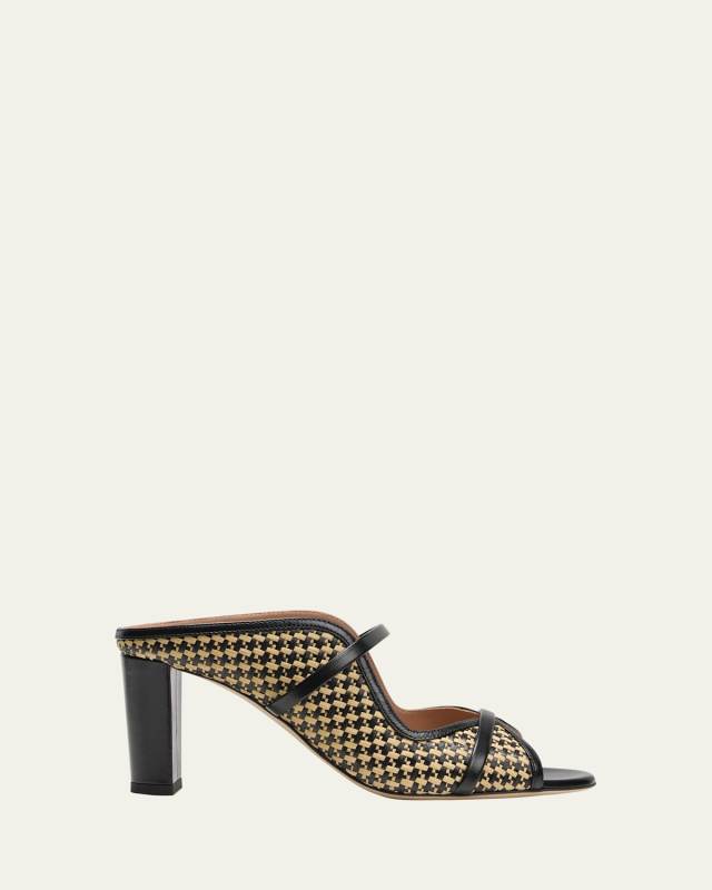 Norah Bicolor Raffia Two-Band Slide Sandals