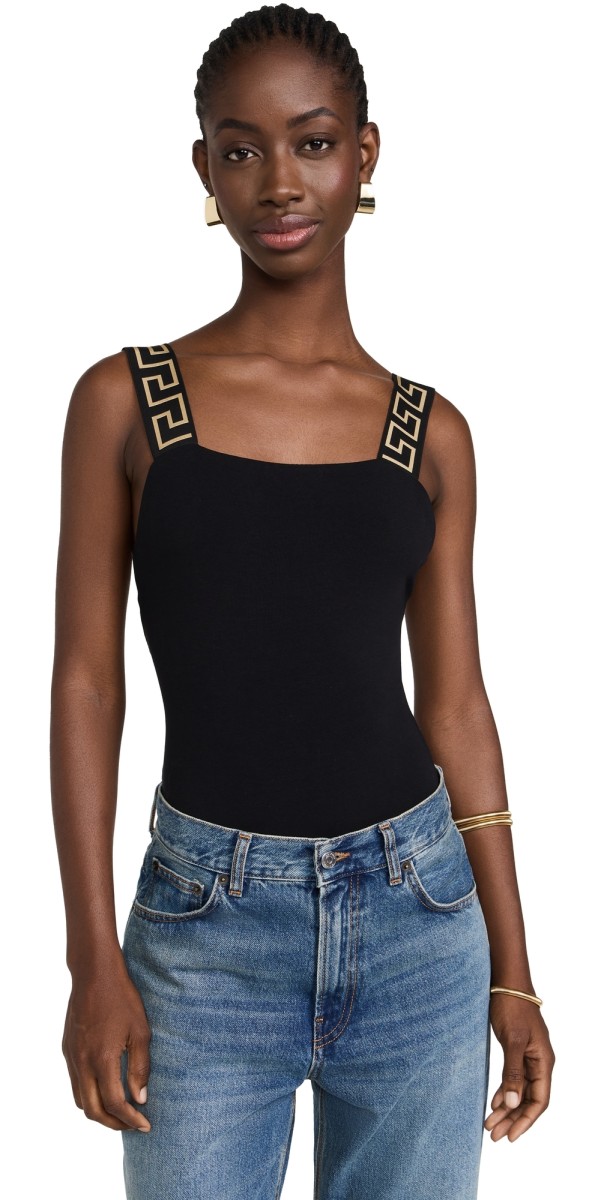 Versace Topeka Jersey Bi-Stretch Bodysuit Black