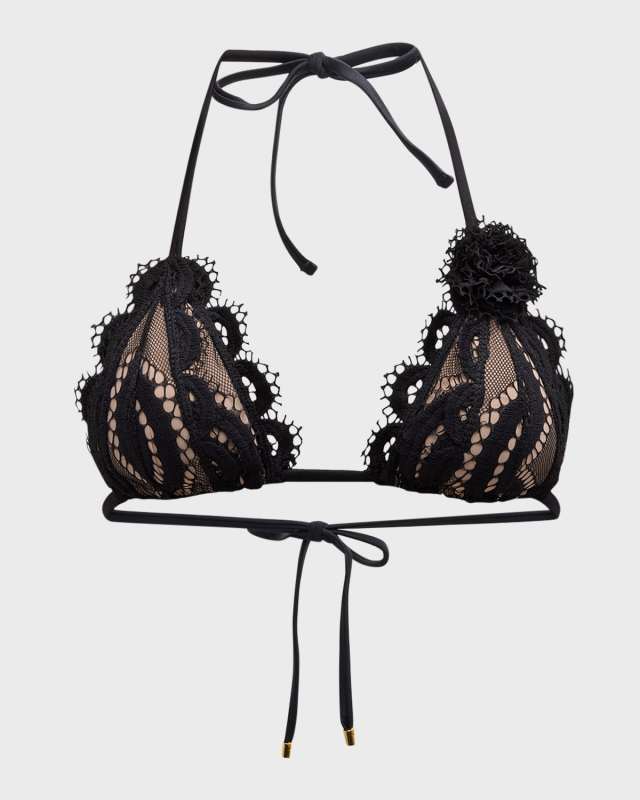 Rosette Lace Triangle Bikini Top