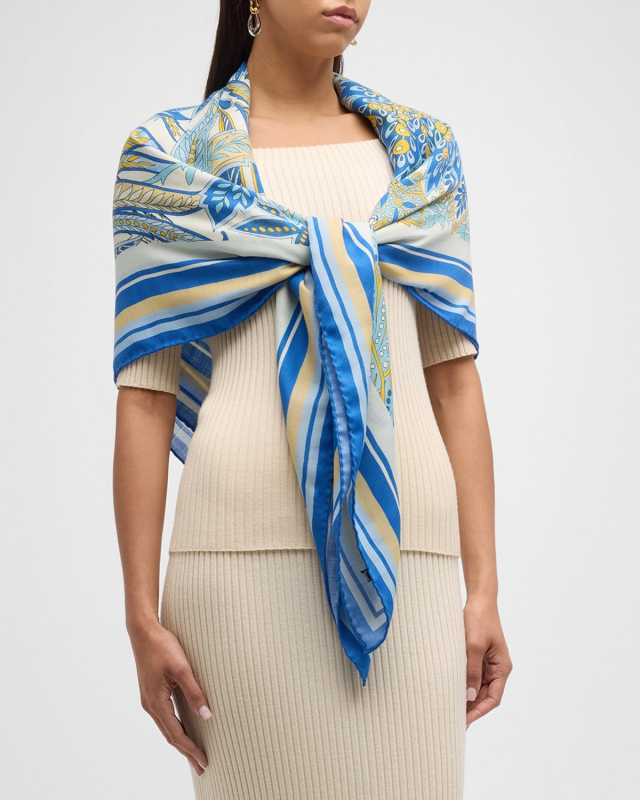 Amazonia Cobalt Cashmere-Blend Scarf