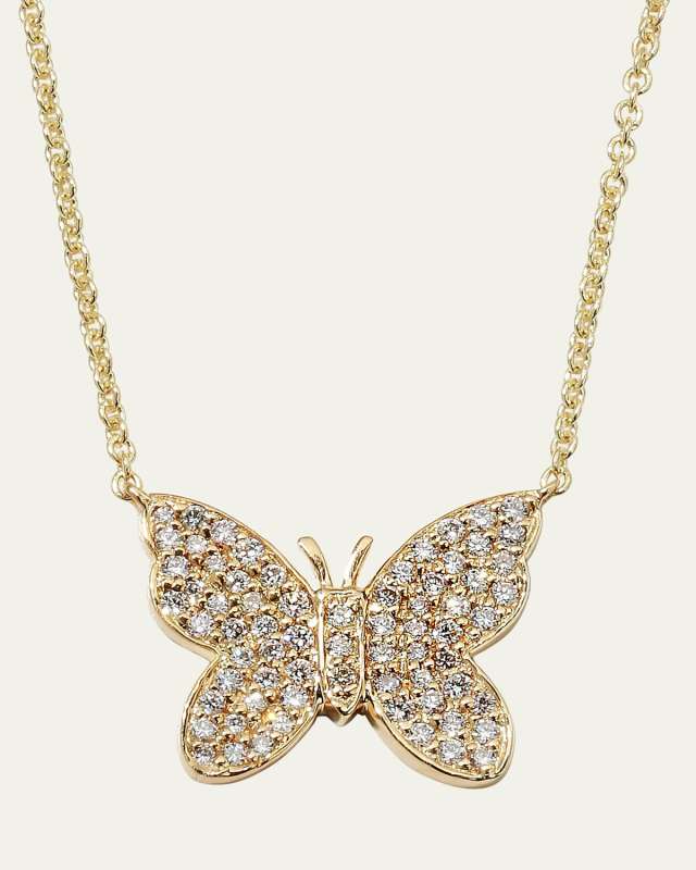 Pave Diamond Butterfly Pendant Necklace