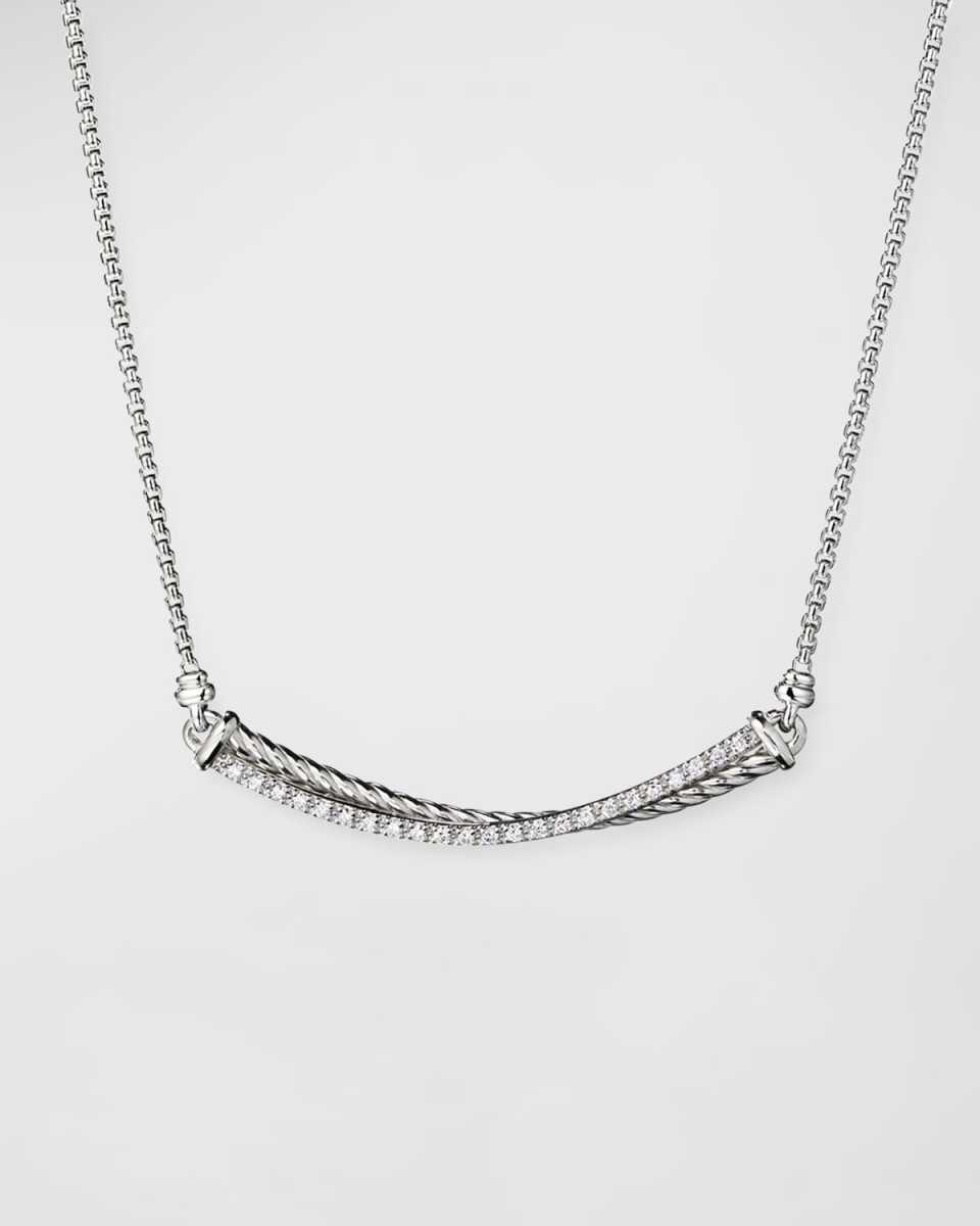 Crossover Diamond Bar Necklace
